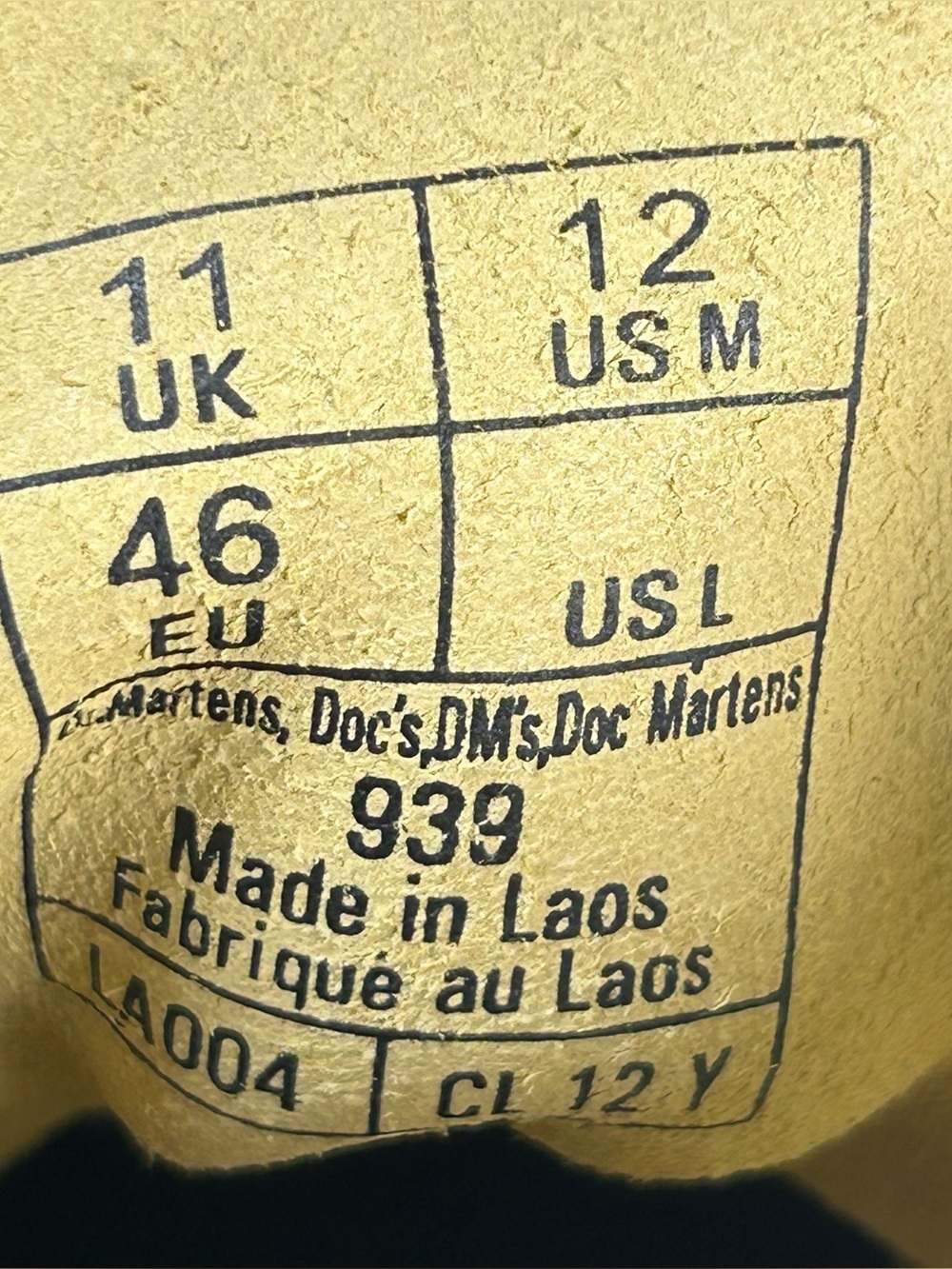 NEW Dr. Martens Docs 939 Ben Yellow Suede Lace-Up Combat Boots Men’s Size 12 - Picture 9 of 10